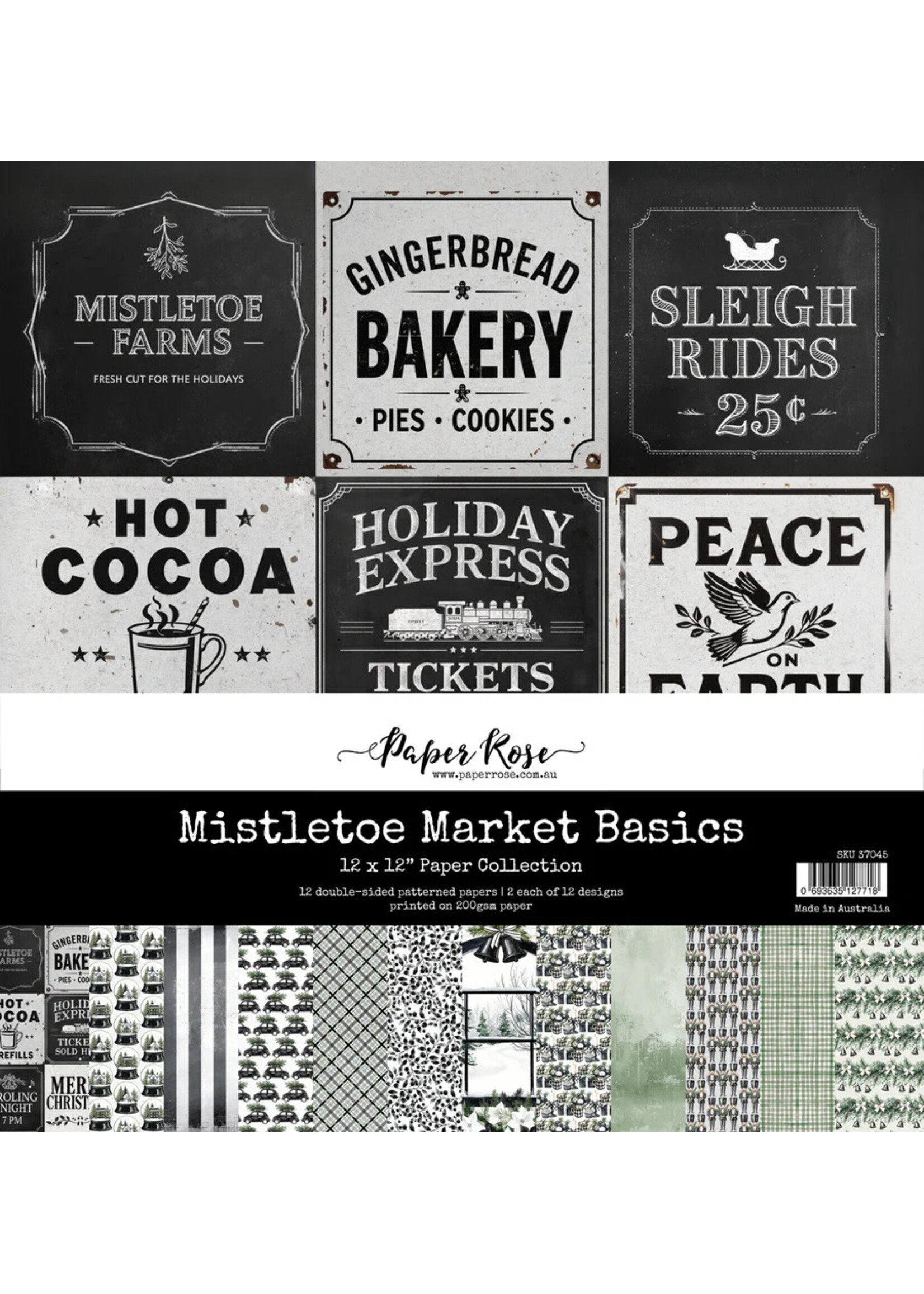 Paper Rose Paper Rose 12x12 Paper Collection, Mistletoe Market Basics