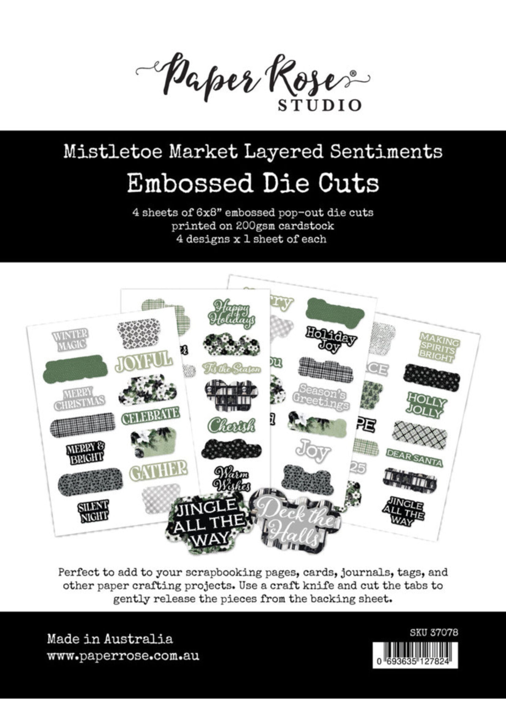 Paper Rose Paper Rose Embossed Die Cuts, Mistletoe Market Layered Sentiments