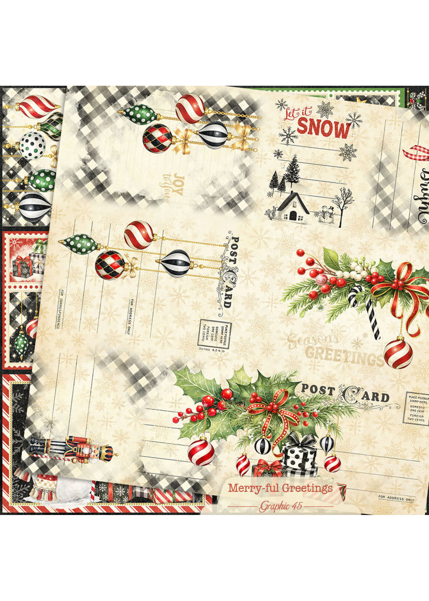 Graphic 45 Graphic 45  12x12 Merry-ful Greetings, Journaling Cut-apart