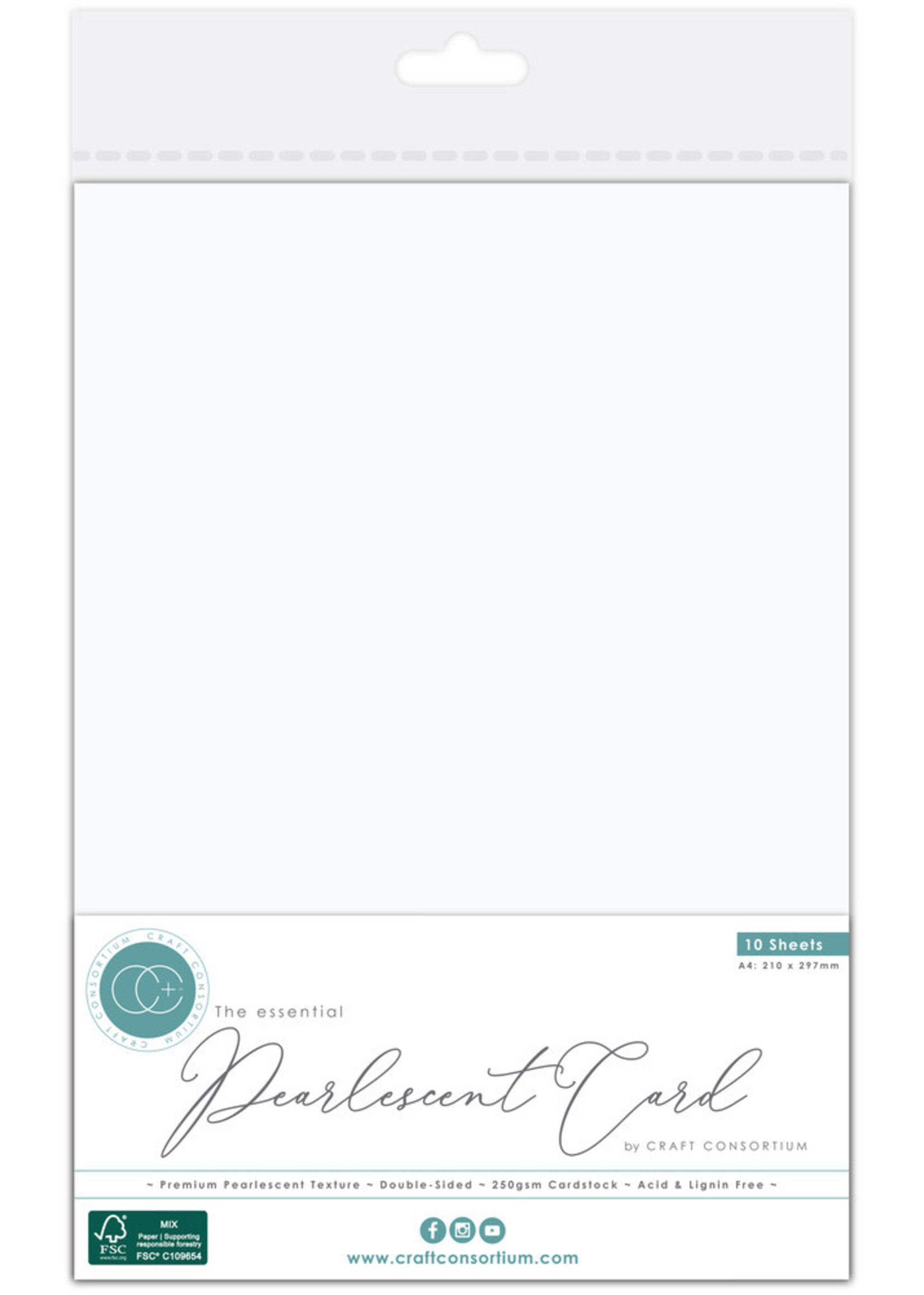 Craft Consortium Craft Consortium A4 Essential Pearlescent Cardstock, Pearl White