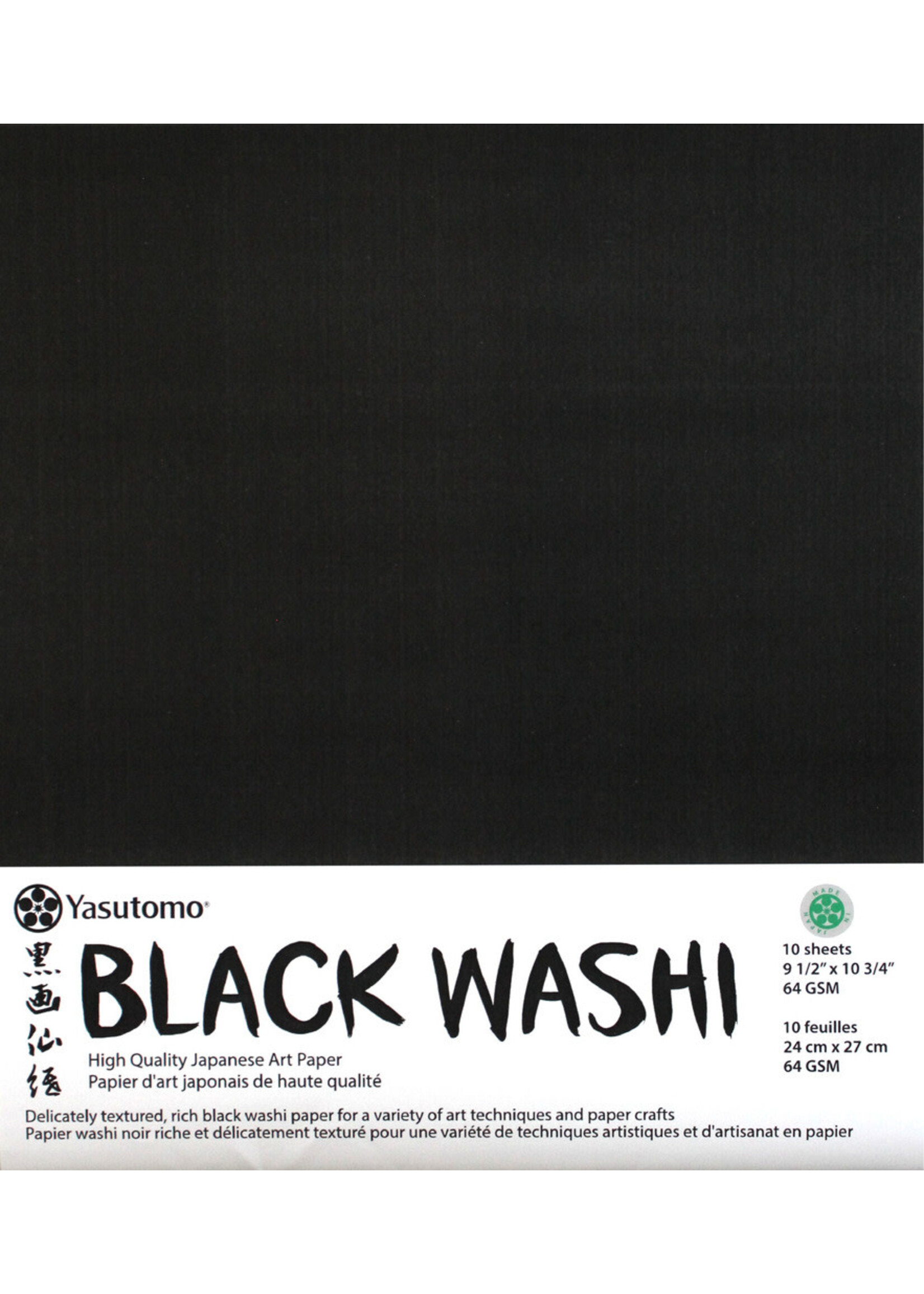Yasutomo Yasutomo Black Washi, 9 1/2" x 10 3/4" (10 Sheets)