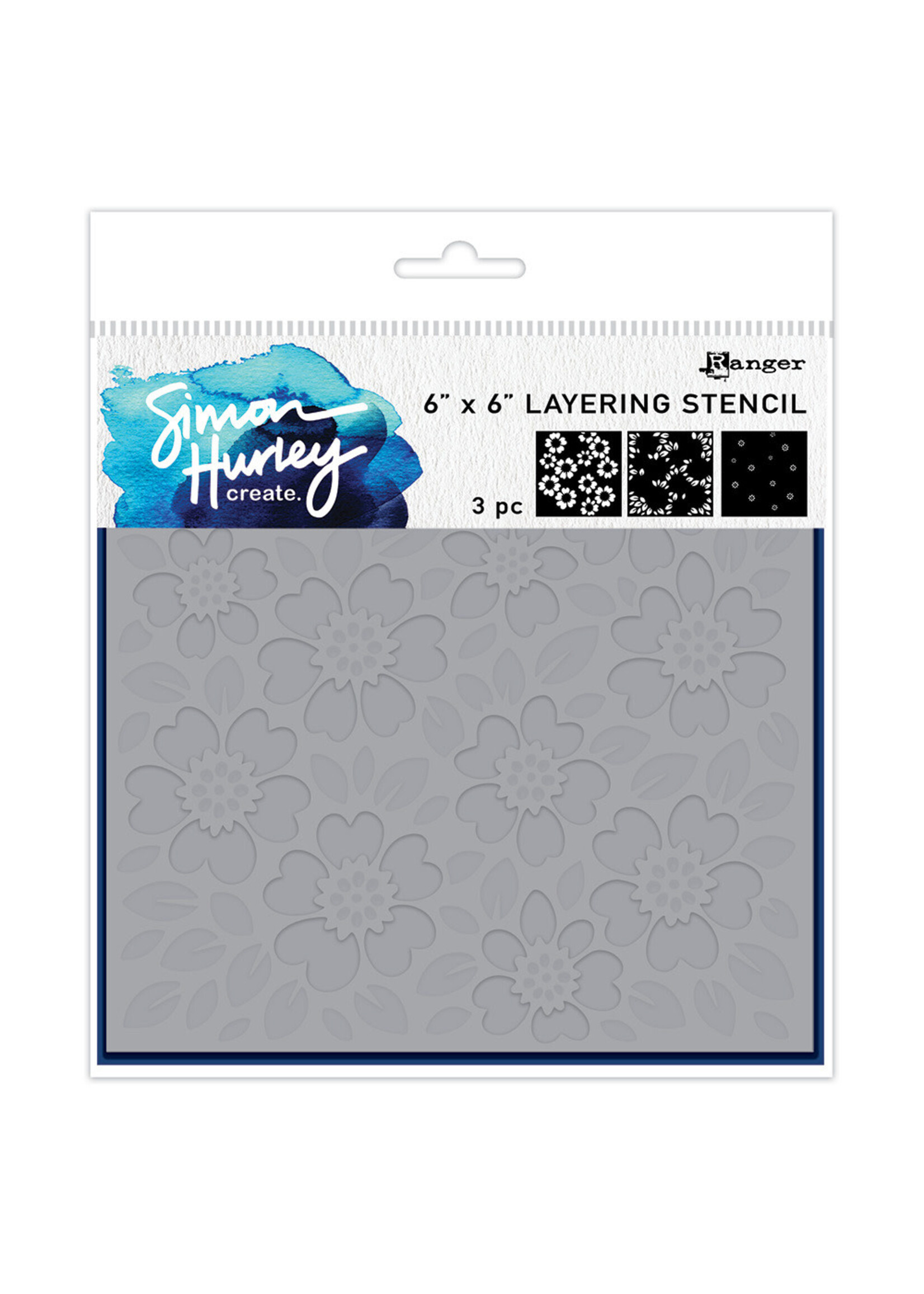 Ranger Ranger Simon Hurley create. Stencils, Whimsy Flowers (3pc)