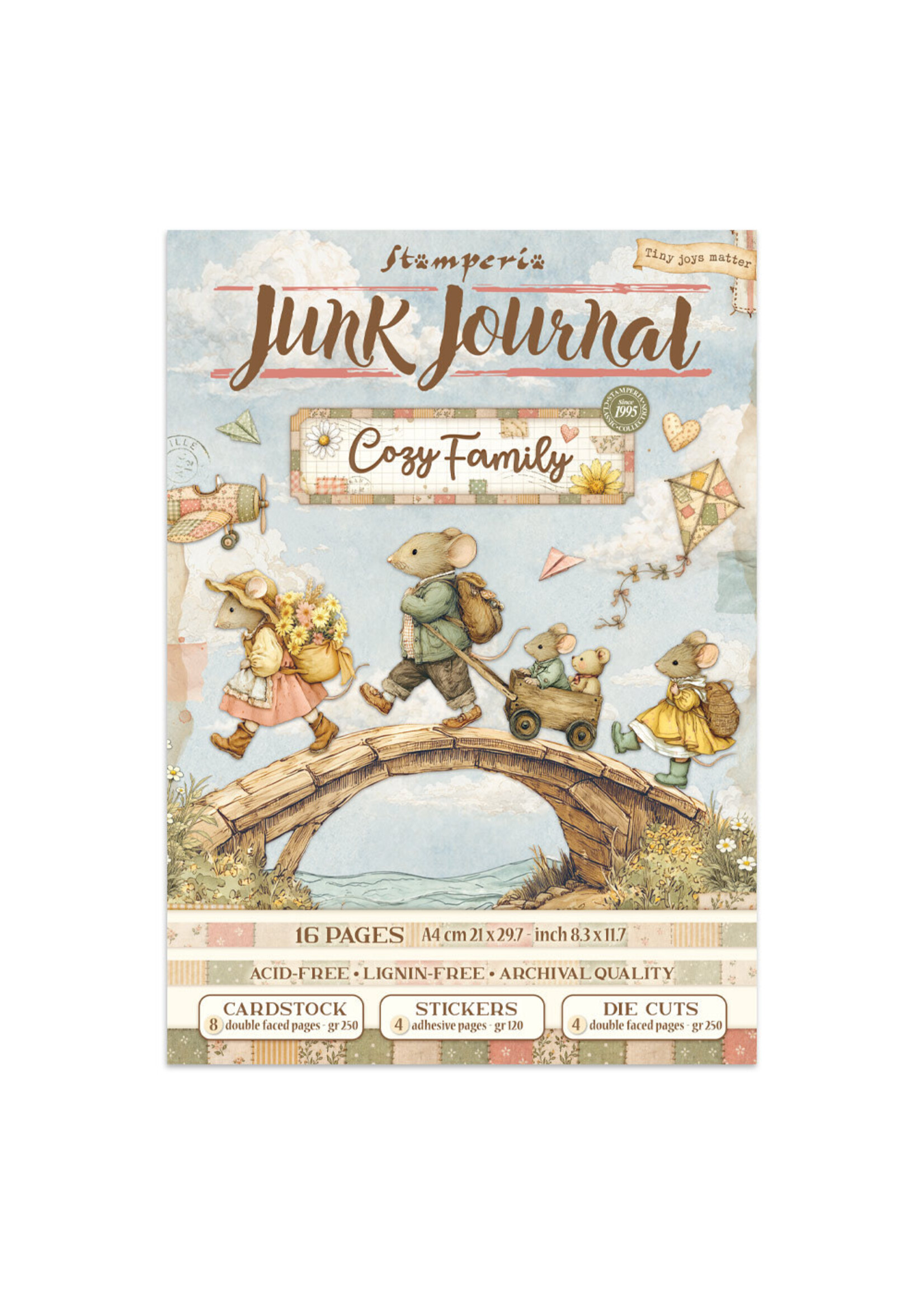 Stamperia Stamperia Junk Journal Backgrounds + Stickers + Cut Outs, Cozy Family