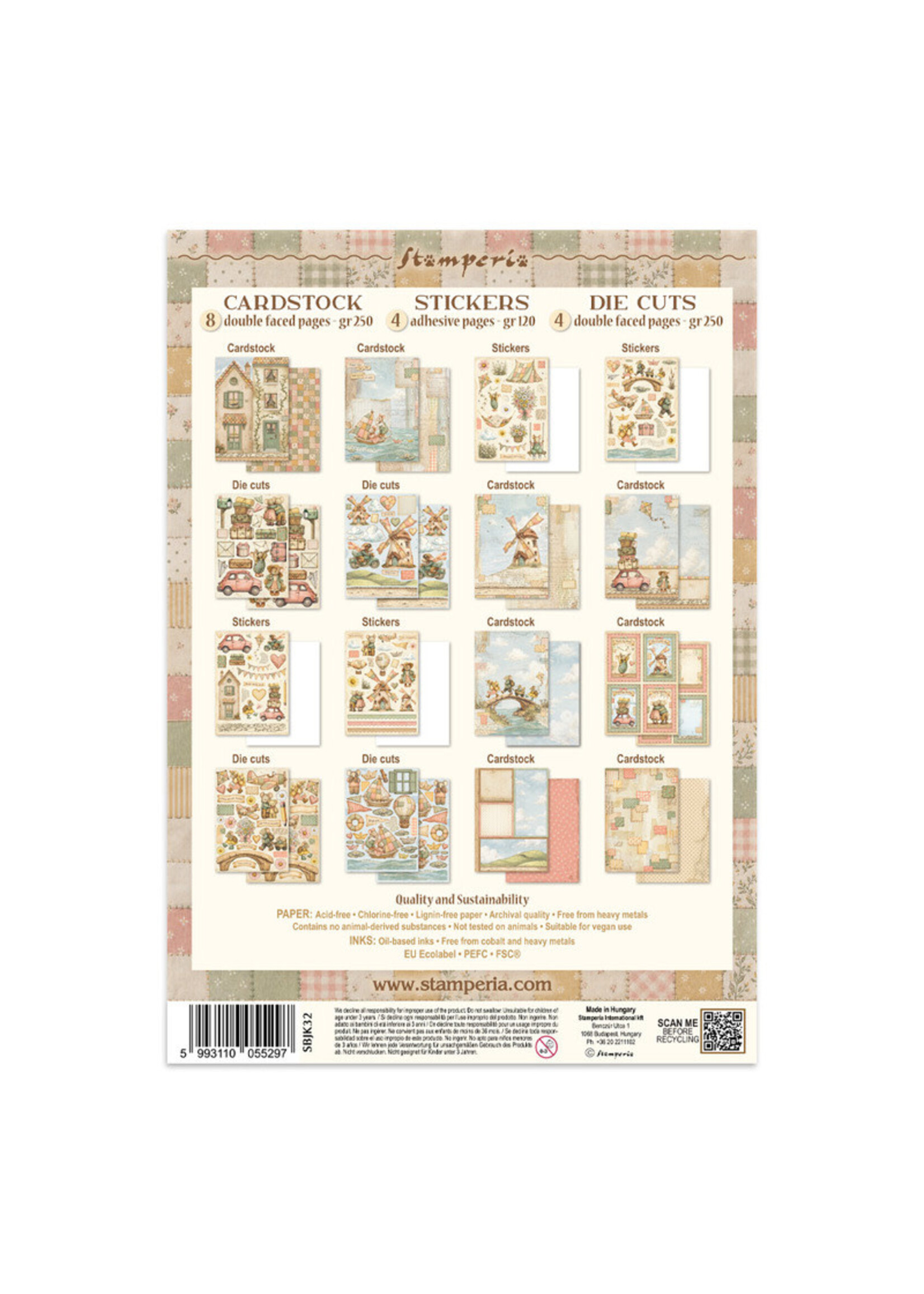 Stamperia Stamperia Junk Journal Backgrounds + Stickers + Cut Outs, Cozy Family
