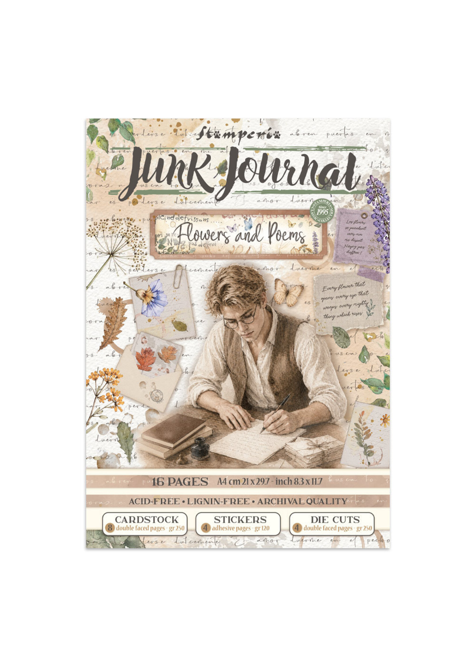 Stamperia Stamperia Junk Journal Backgrounds + Stickers + Cut Outs, Flowers and Poems