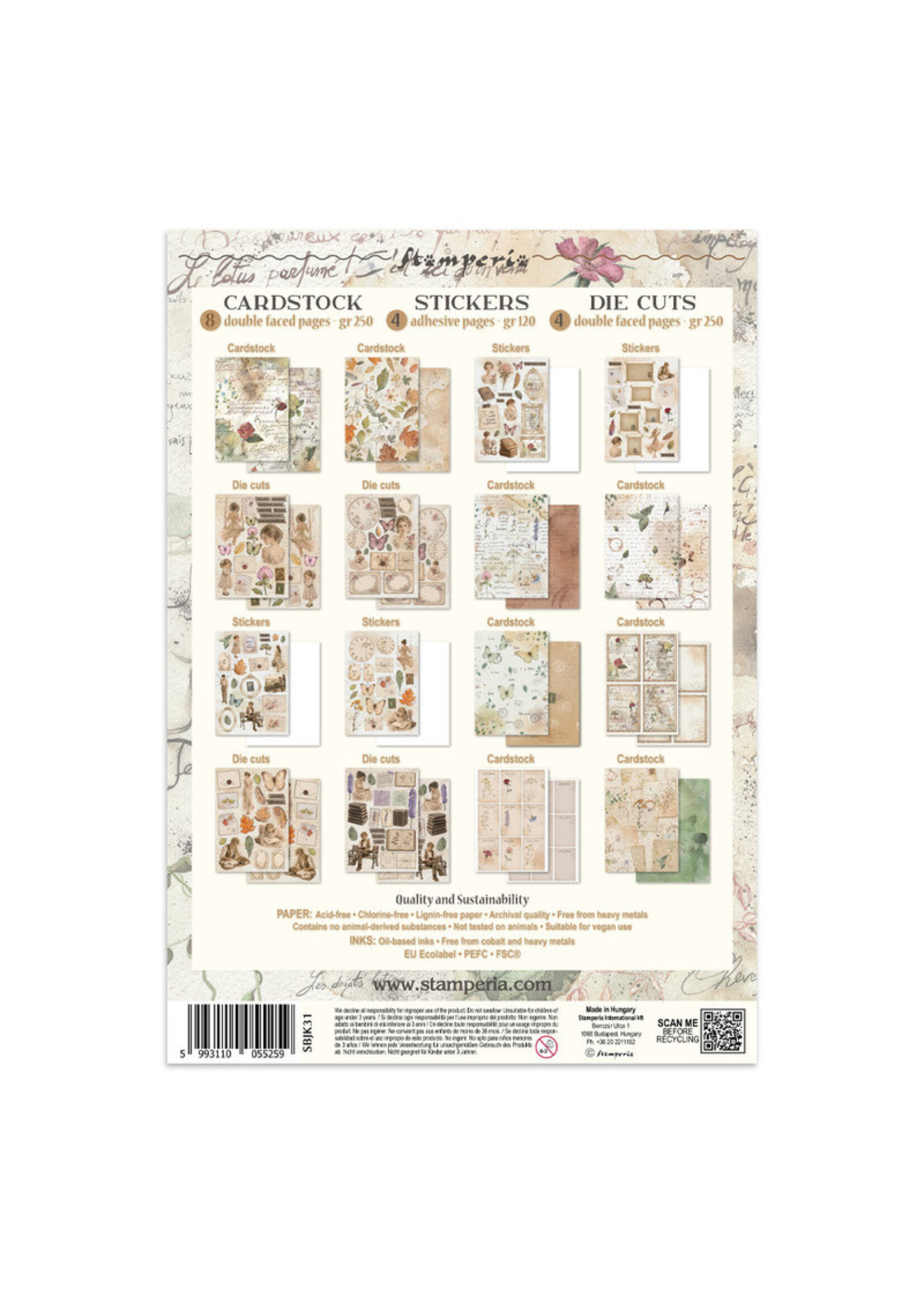 Stamperia Stamperia Junk Journal Backgrounds + Stickers + Cut Outs, Flowers and Poems