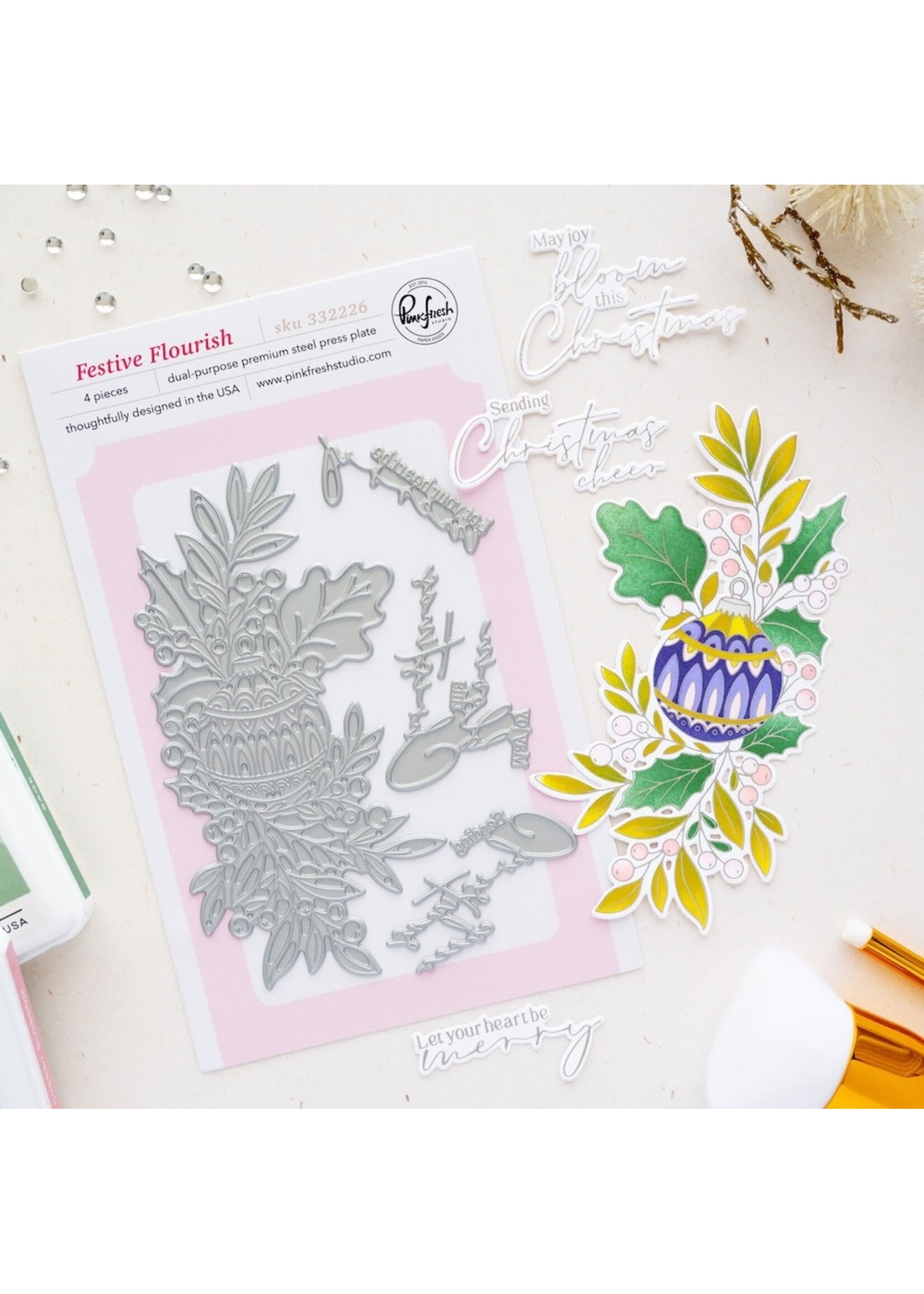 Pink Fresh Studio Pink Fresh Press Plate, Festive Flourish