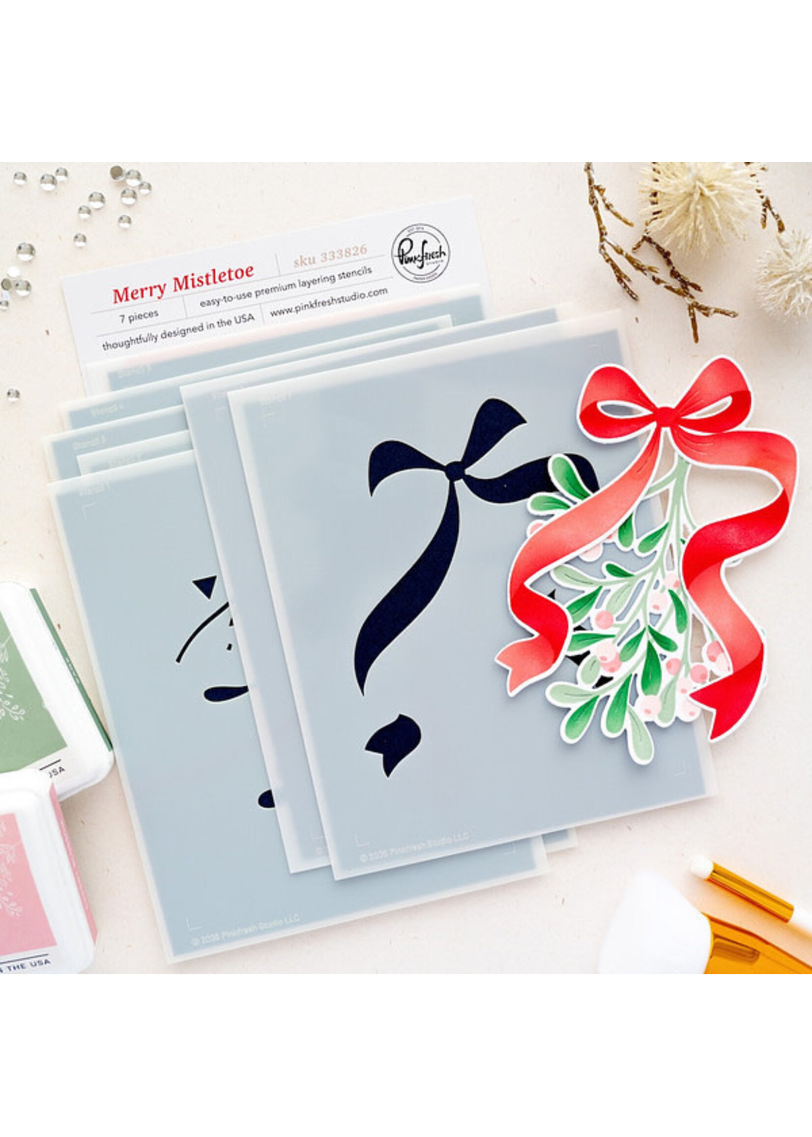 Pink Fresh Studio Pink Fresh Stencil & Die, Merry Mistletoe