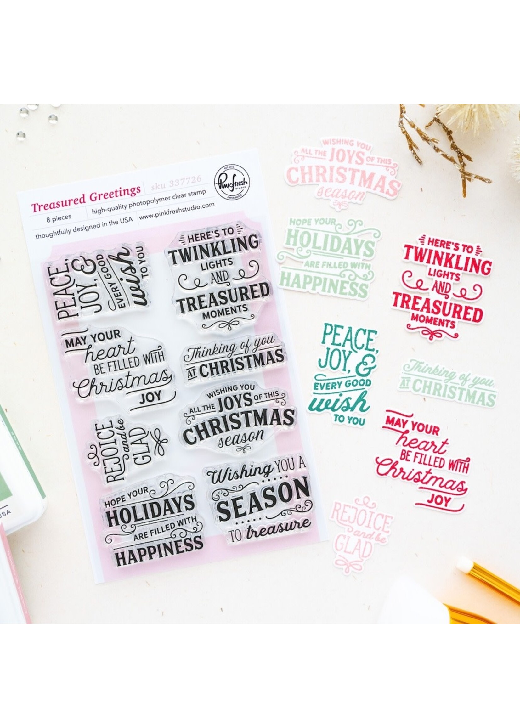 Pink Fresh Studio Pink Fresh Stamp & Die, Treasured Greetings
