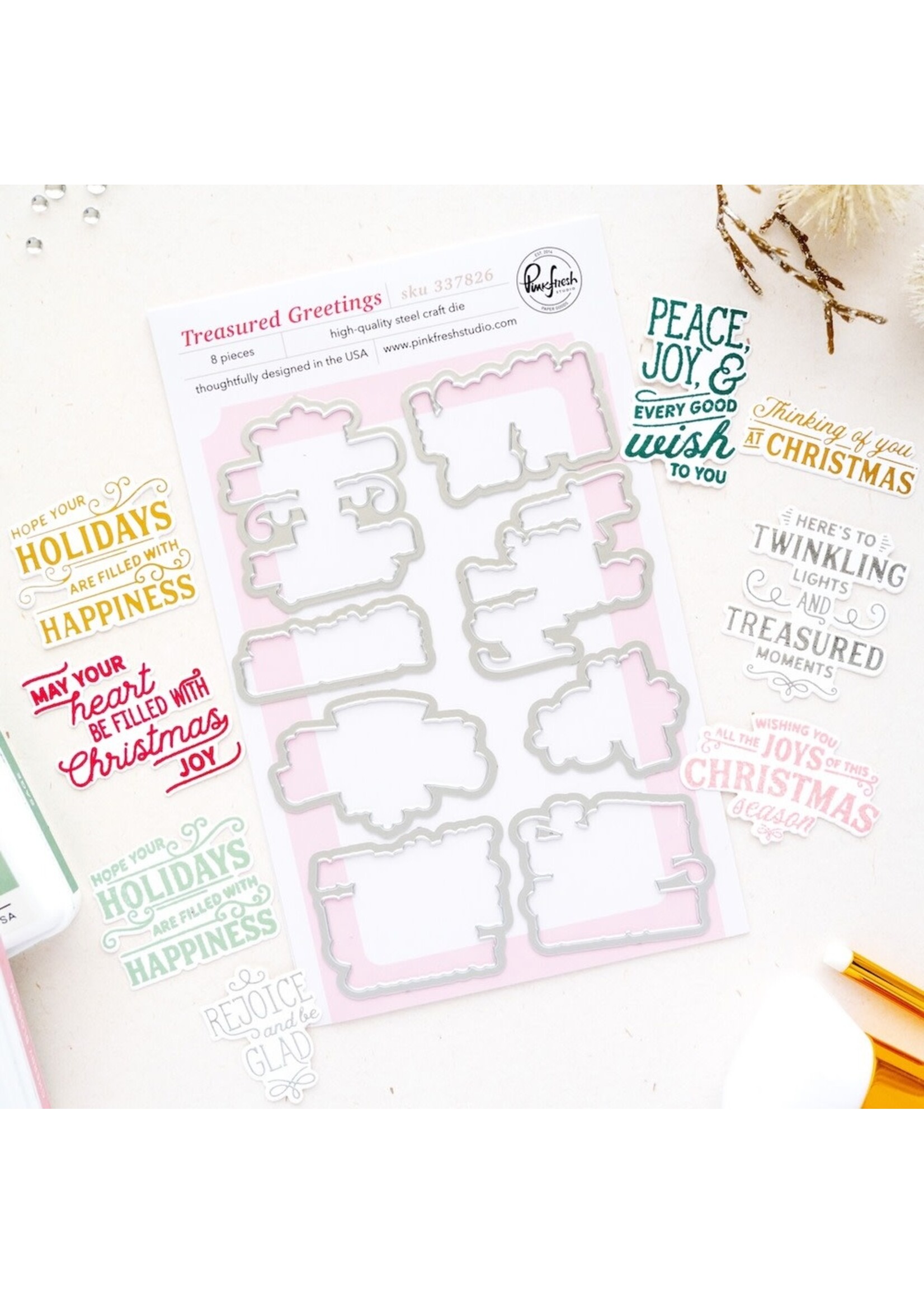 Pink Fresh Studio Pink Fresh Stamp & Die, Treasured Greetings