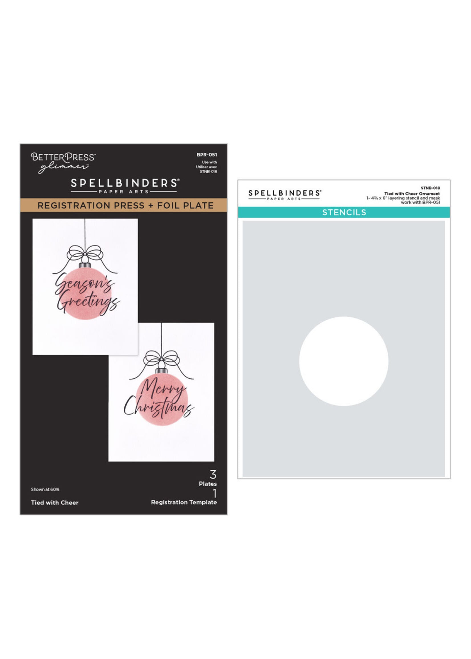Spellbinders Spellbinders BetterPress & Stencil Bundle, Tied with Cheer