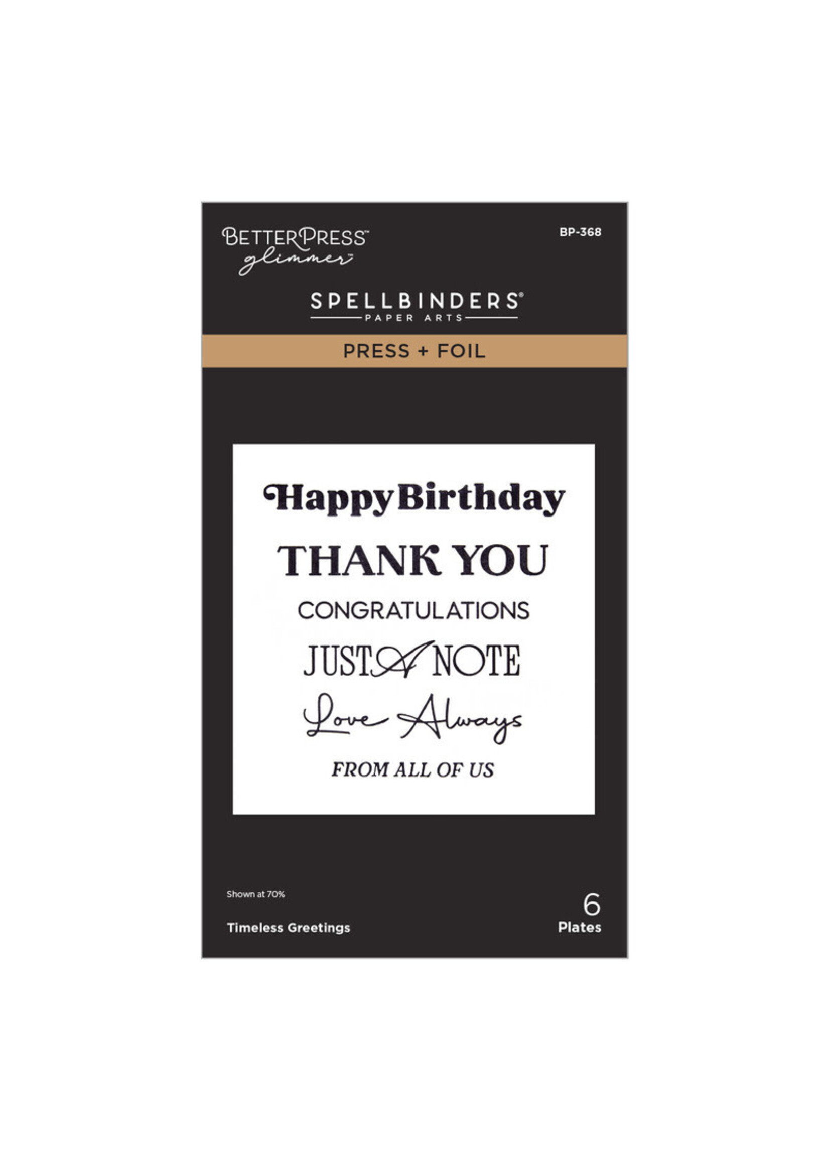 Spellbinders Spellbinders Press & Foil Plate, Timeless Greetings