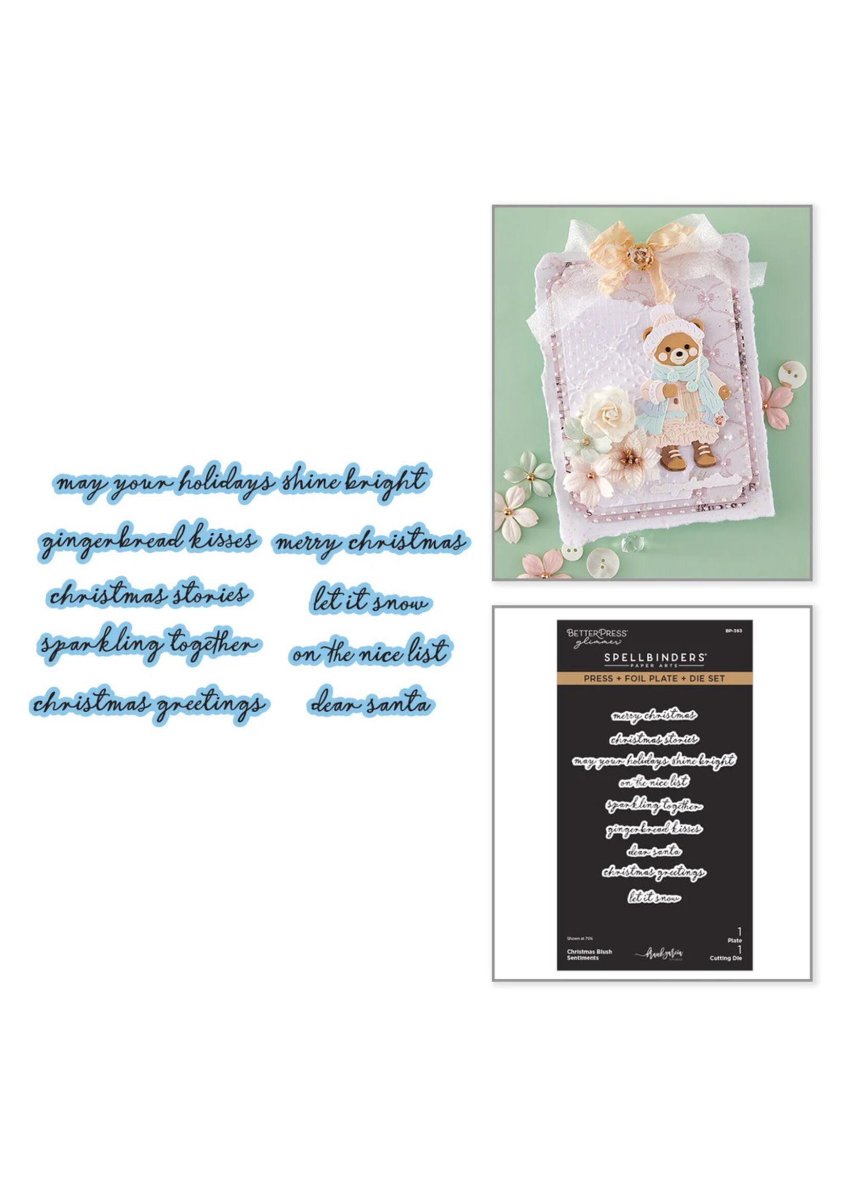 Spellbinders Spellbinders Press & Foil Plate and Die, Christmas Blush Sentiments