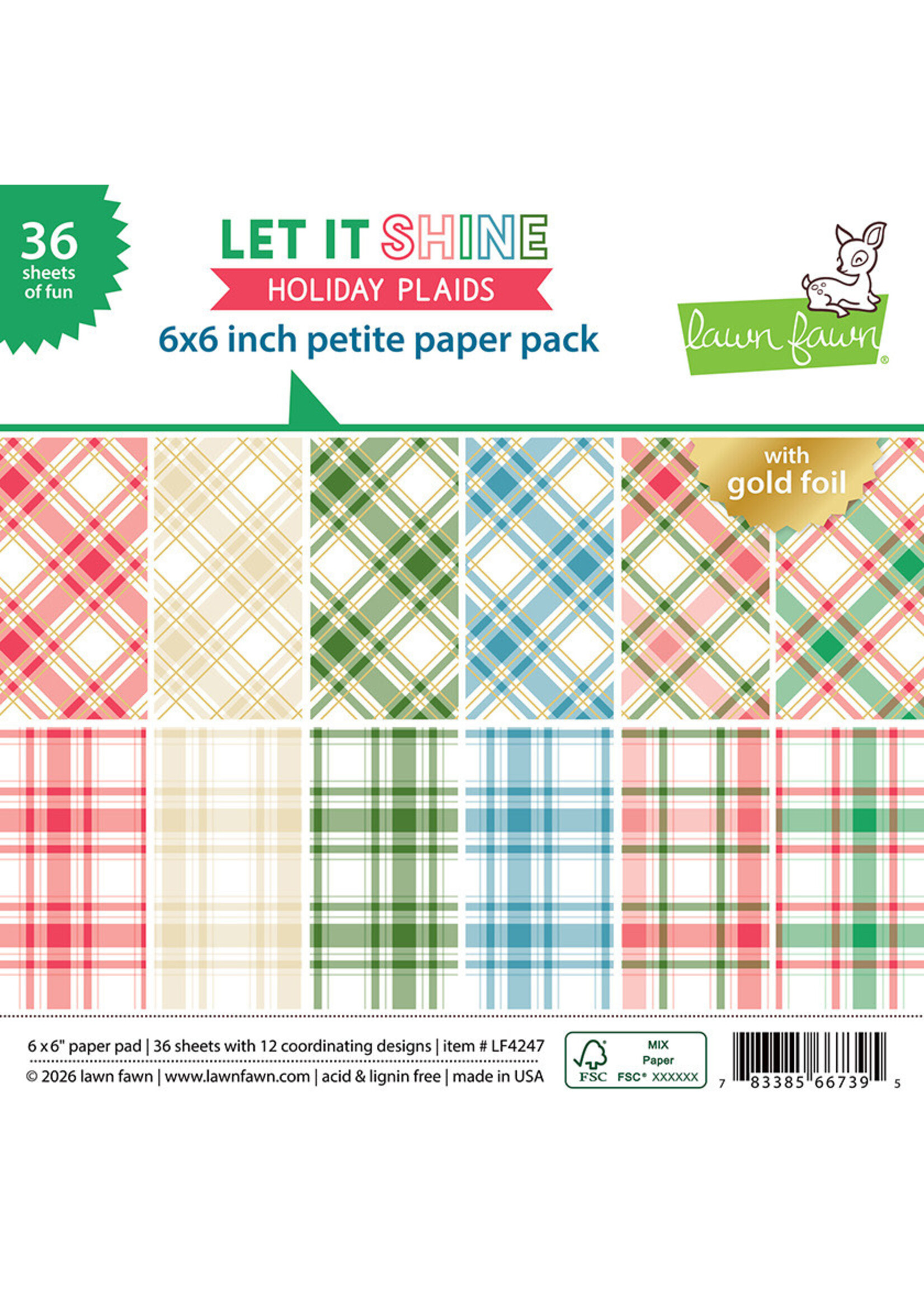 Lawn Fawn Lawn Fawn 6x6 Petite Paper Pack, Let it Shine Holiday Plaids