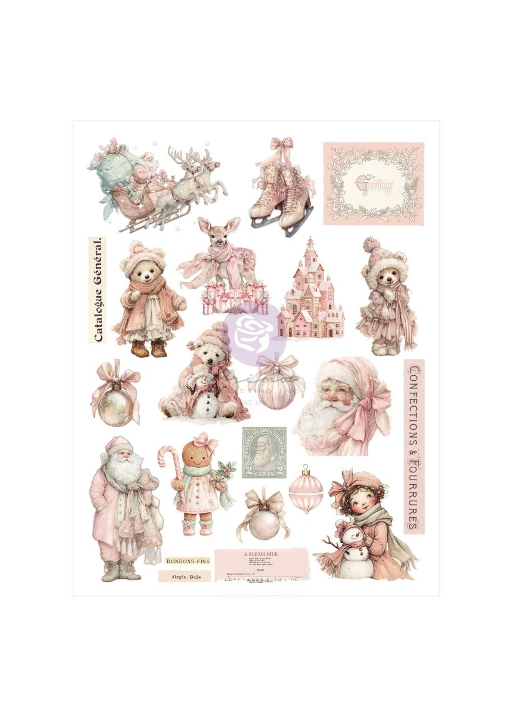 Prima Marketing Prima Rub-On Transfers, Christmas Blush