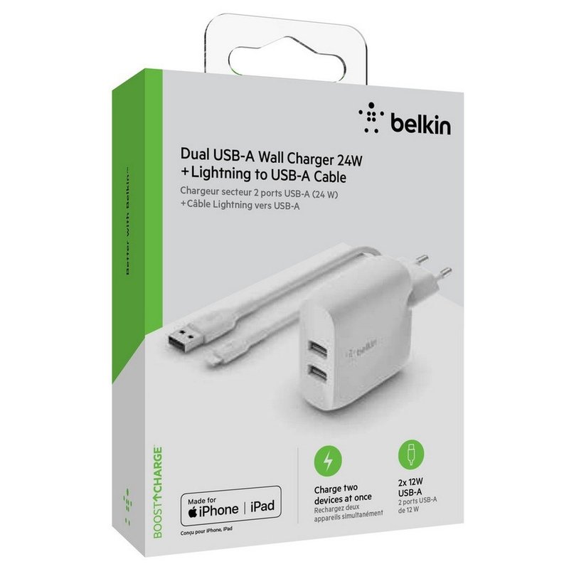 Belkin Belkin 24w Dual Charger with Lightning cable (Белый)