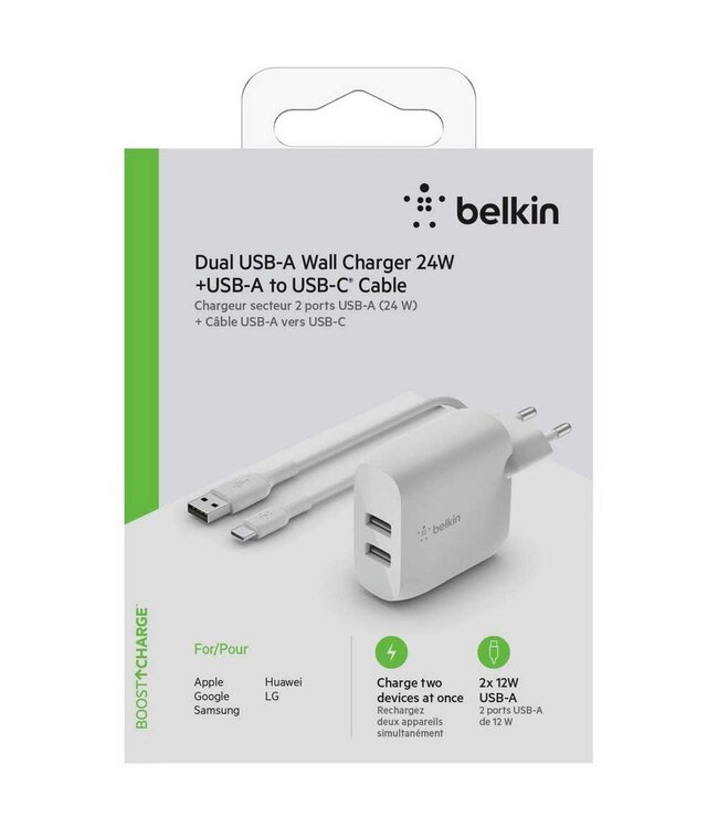 Belkin Belkin 24w Dual Charger with USB-C cable (Белый)