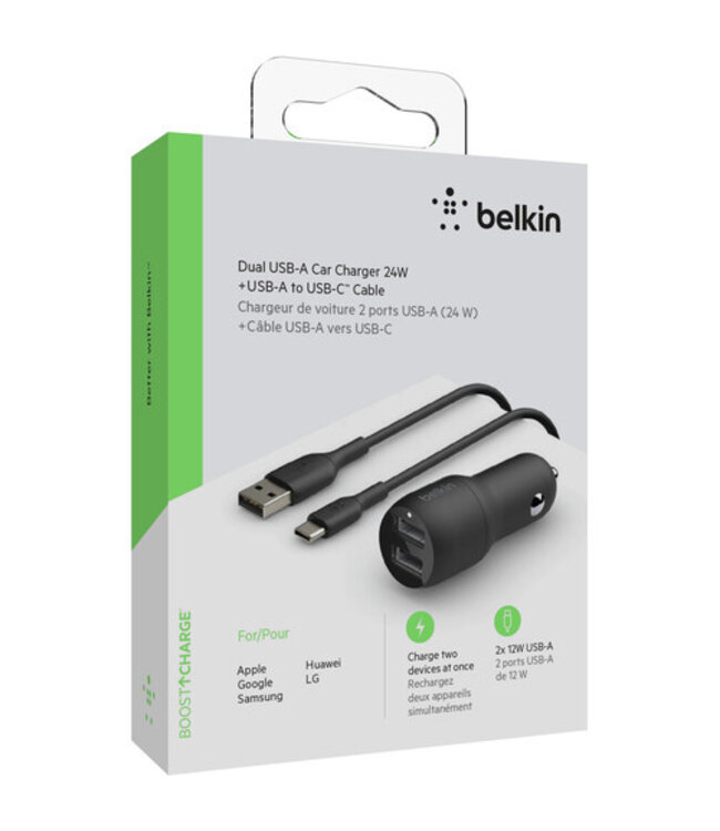 Belkin Belkin Dual Car Charger 24w c USB-C кабелем