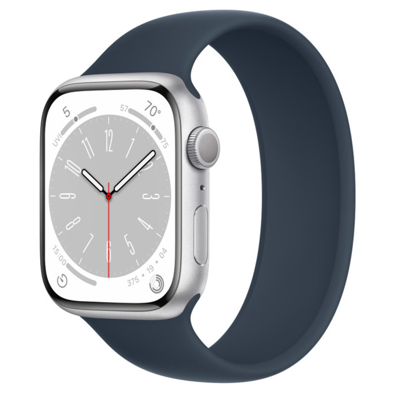 Apple Apple Watch Series 8 GPS, Цвет корпуса Серебристый, Спортивный ремешок