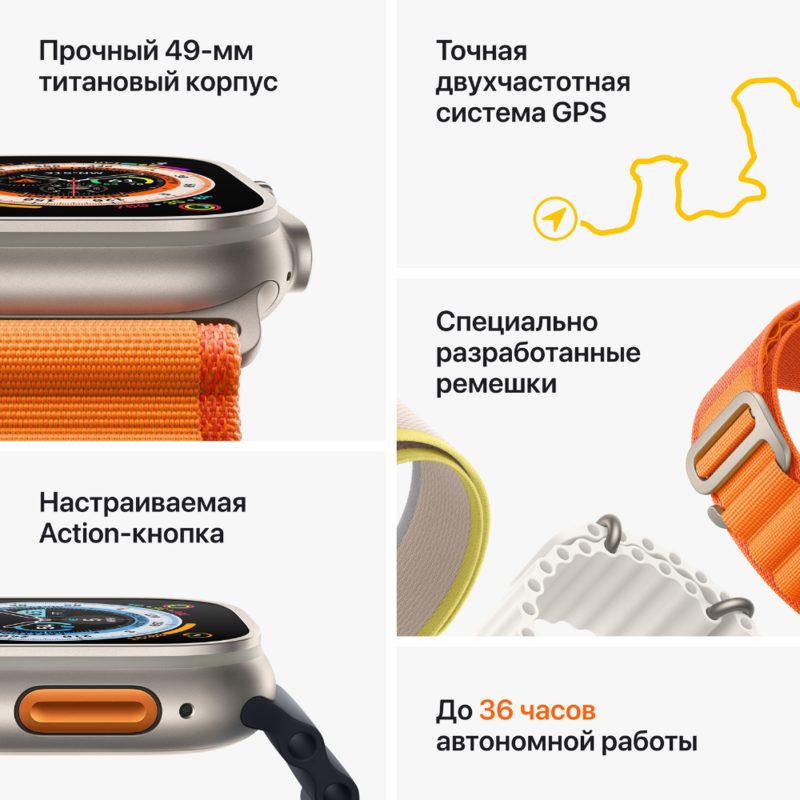 Apple Apple Watch Ultra с черно-серым ремешком