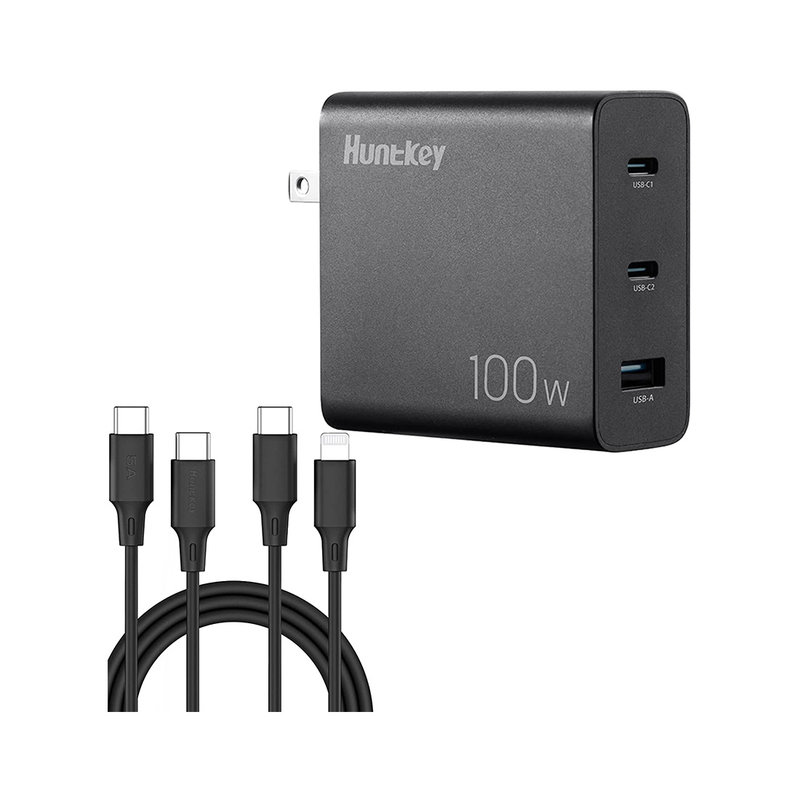 HuntKey HuntKey 100W GaN USB-C, USB-A Charger - Быстрая зарядка для MacBook