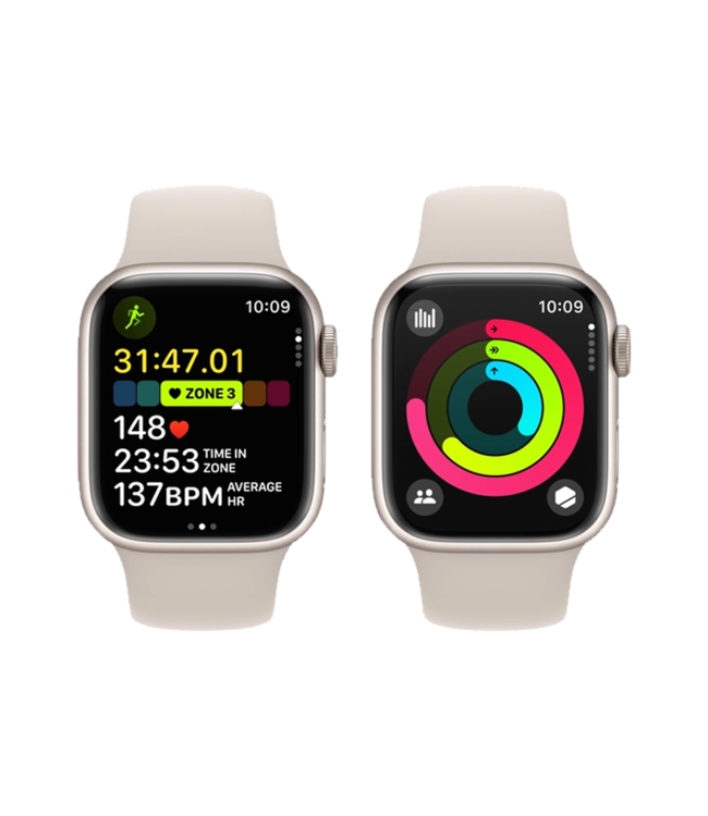 Apple Apple Watch Series 9 GPS, 45мм, Сияющая звезда, Starlight Sport Band, (MR973)