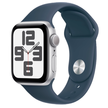 Apple Apple Watch SE GPS Gen.2, 44мм, Серебристый, Storm Blue Sport Band, (MREC3)