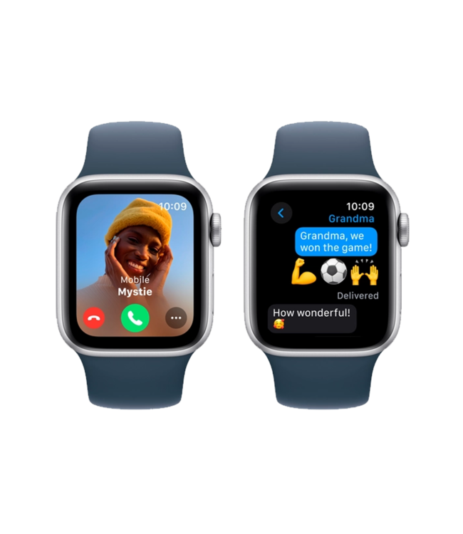 Apple Apple Watch SE GPS Gen.2, 44мм, Серебристый, Storm Blue Sport Band, (MREC3)