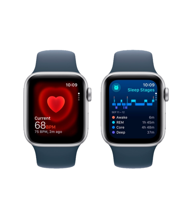 Apple Apple Watch SE GPS Gen.2, 44мм, Серебристый, Storm Blue Sport Band, (MREC3)