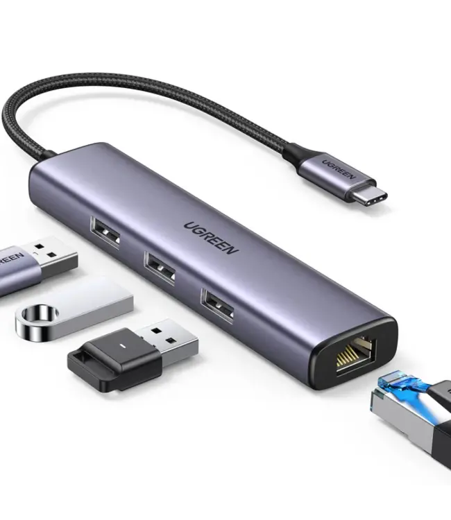 UGREEN UGREEN USB-C to 3-Port USB 3.0 Hub with Gigabit Ethernet - Переходник для Macbook