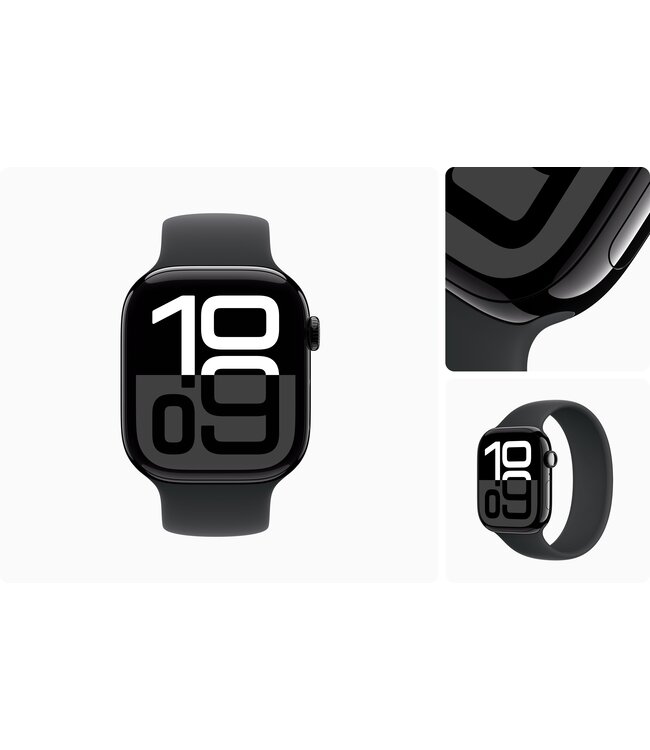 Apple Apple Watch Series 10 GPS,  Aluminium case, 42mm, Jet Black, Black Sport Band