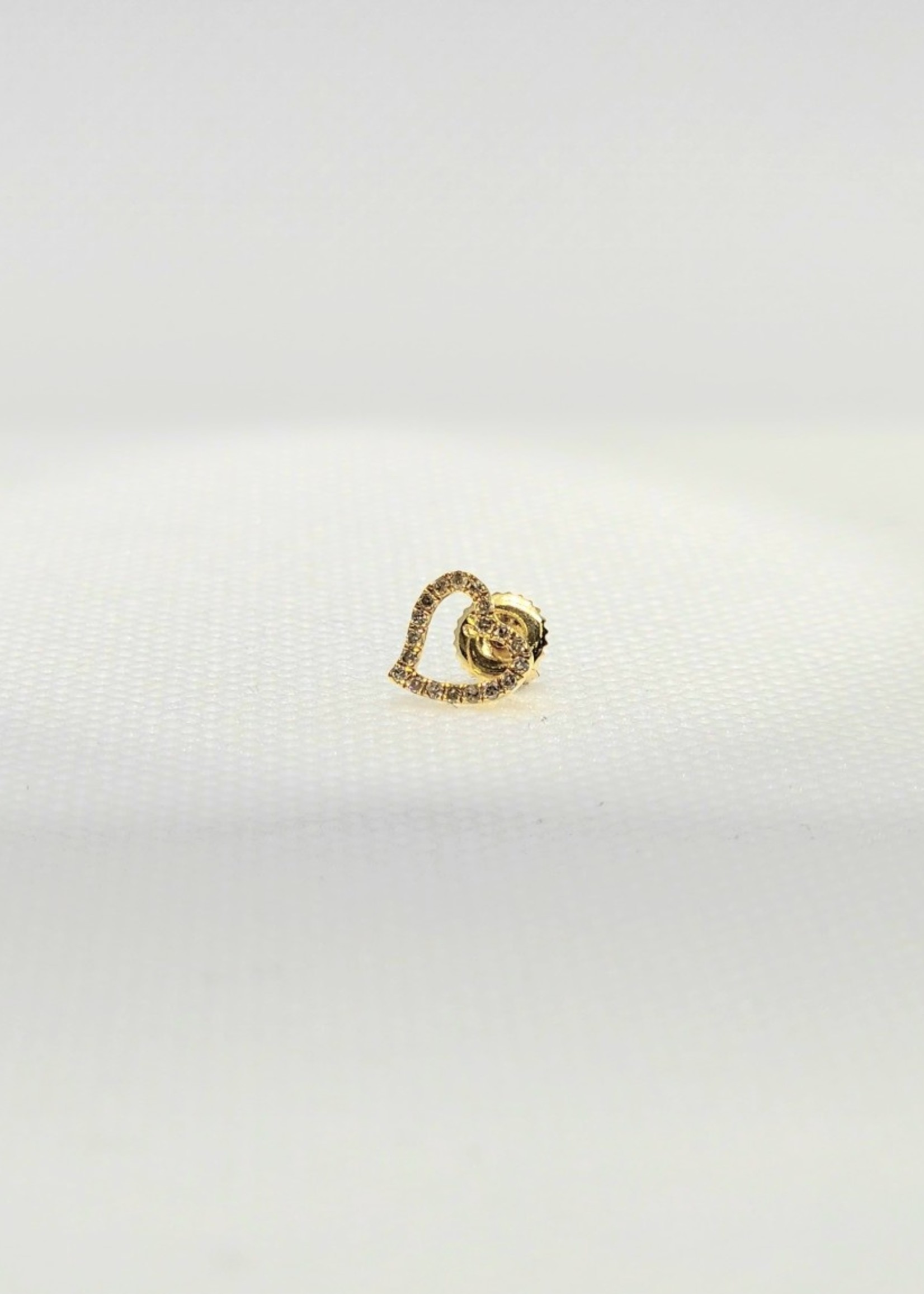 10k Earrings 10k yg .12ct open heart