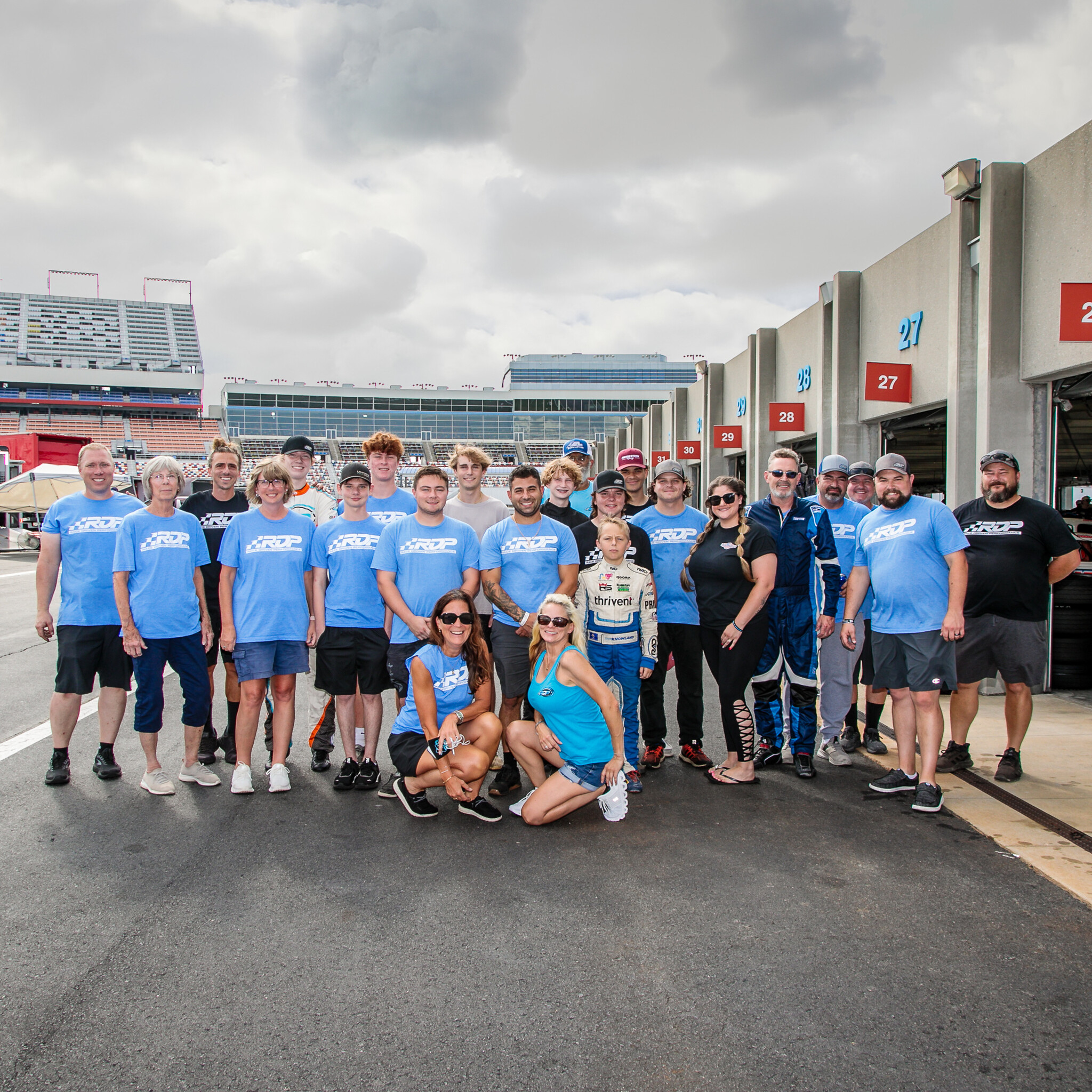 Photo of a race team in RDP shirts
