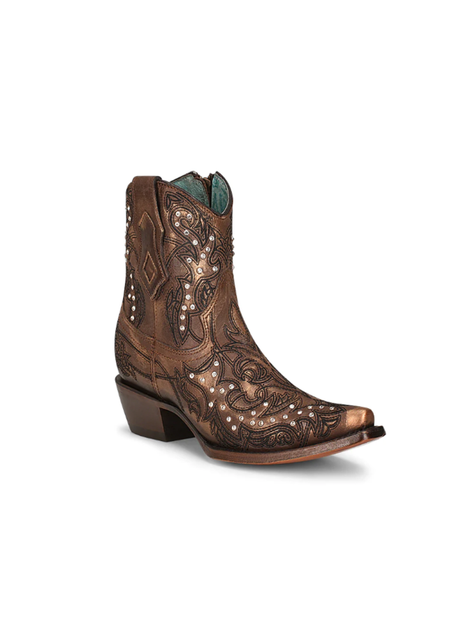 Ladies' Bronze Crystal & Embroidered Boot