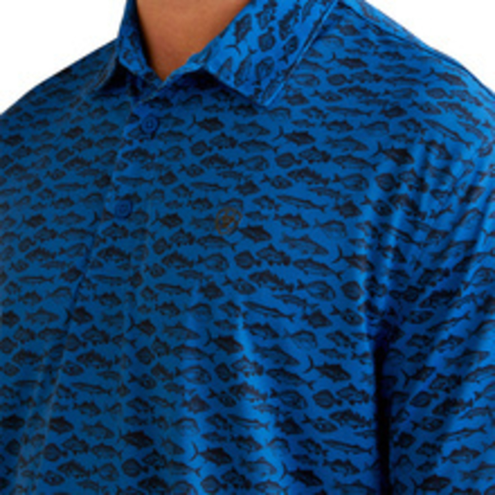 Ariat MNS ALL OVER PRINT SS POLO CENDRE BLUE