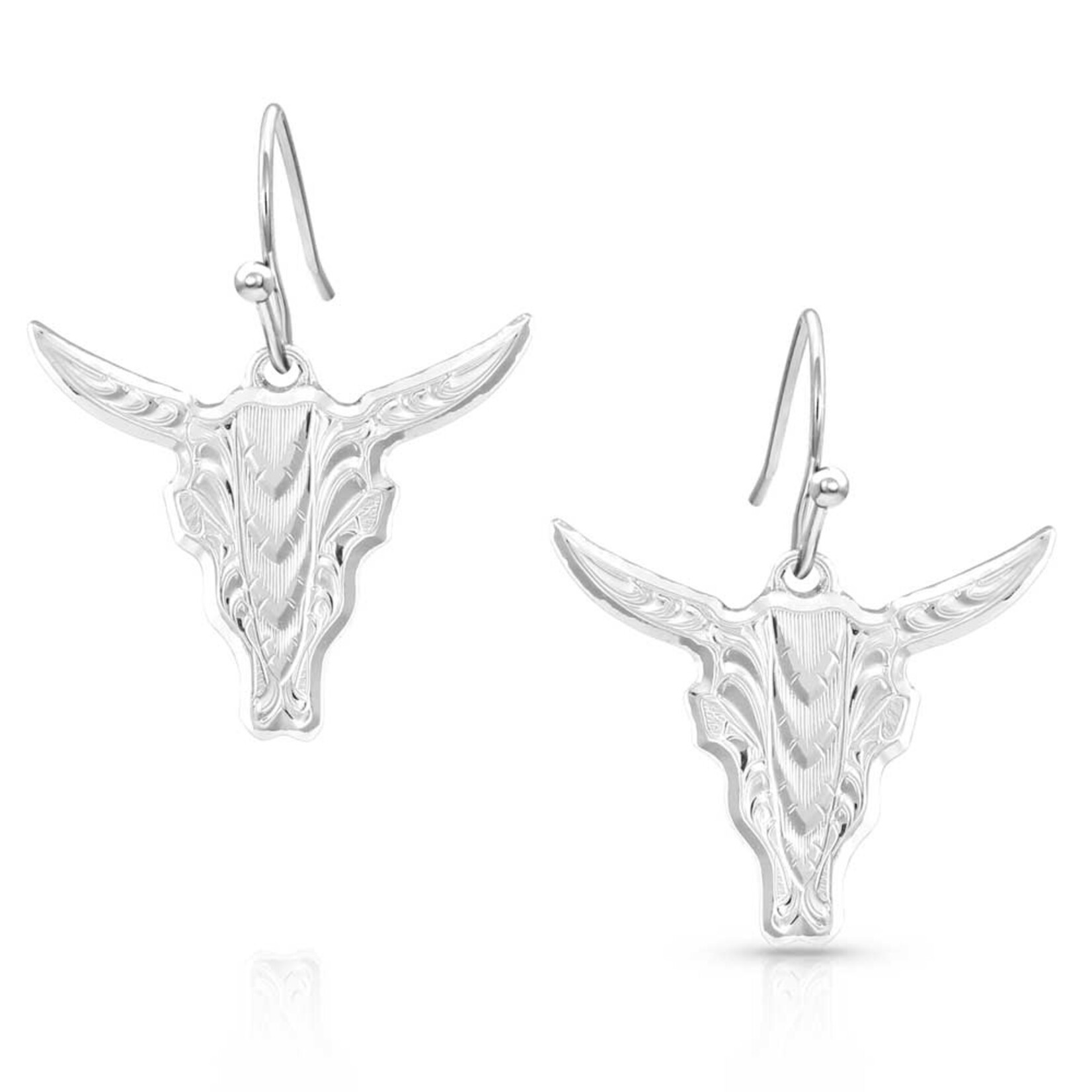 Montana Silver Chiseled Steer Head Earrings