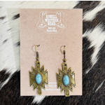 Turquoise Haven Antique Gold Aztec Charm Earrings