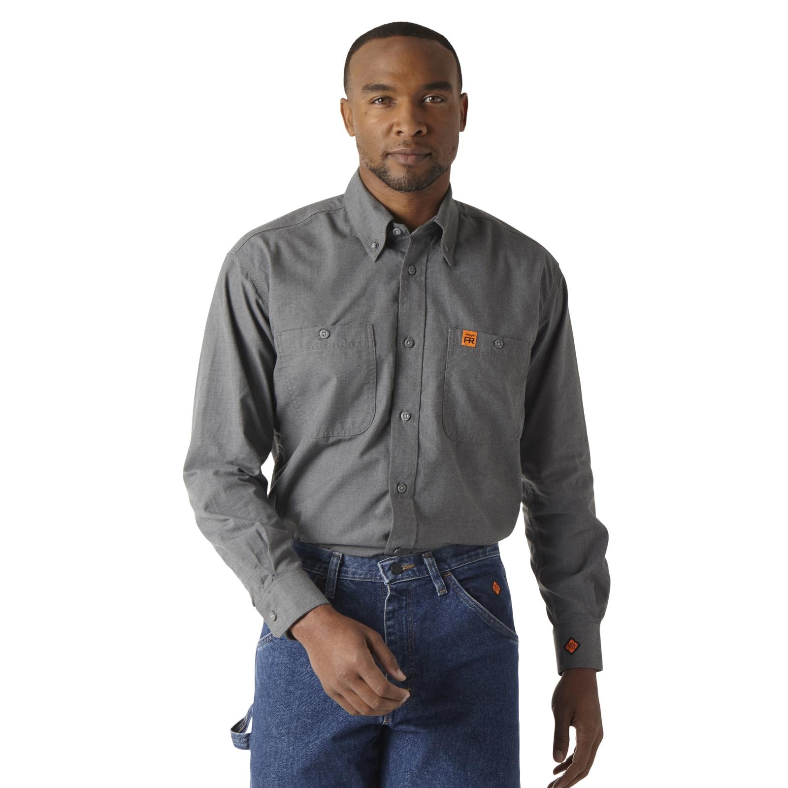 Men\'s Anti-Static Long Sleeve - Howell Grey Wear FR Wrangler Shirt Western