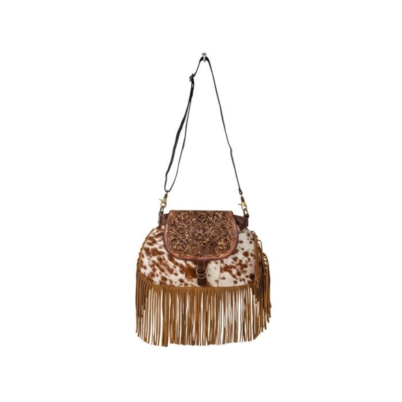 Myra Classic Country Fringed Hand-Tooled Bag