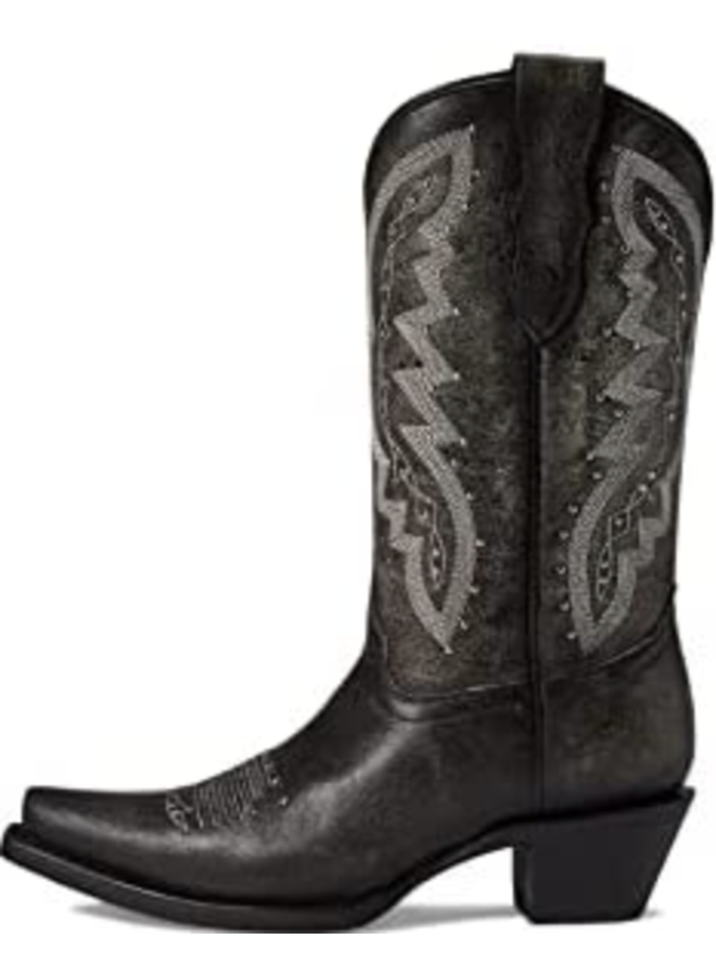 Black Embroidered & Studded Boot