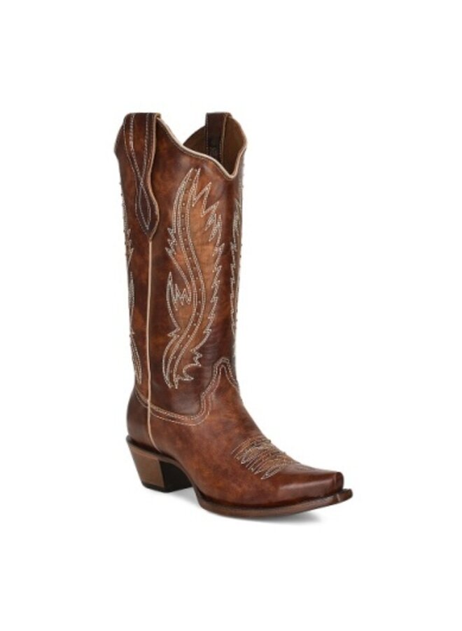 Ladies' Tan Embroidered & Studded Boot
