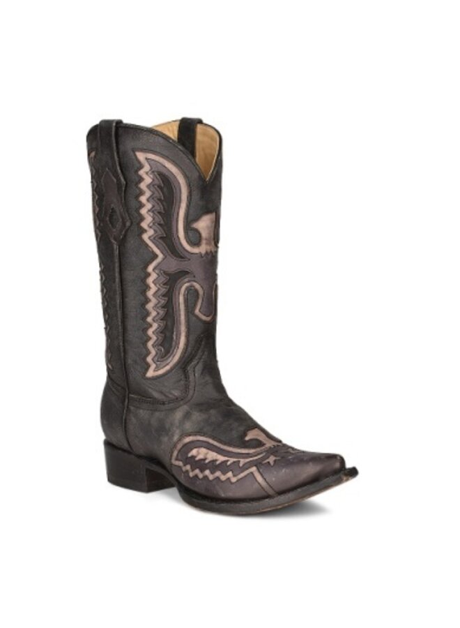 Corral Boots Black Eagle Embroidery & Inlay - C3988