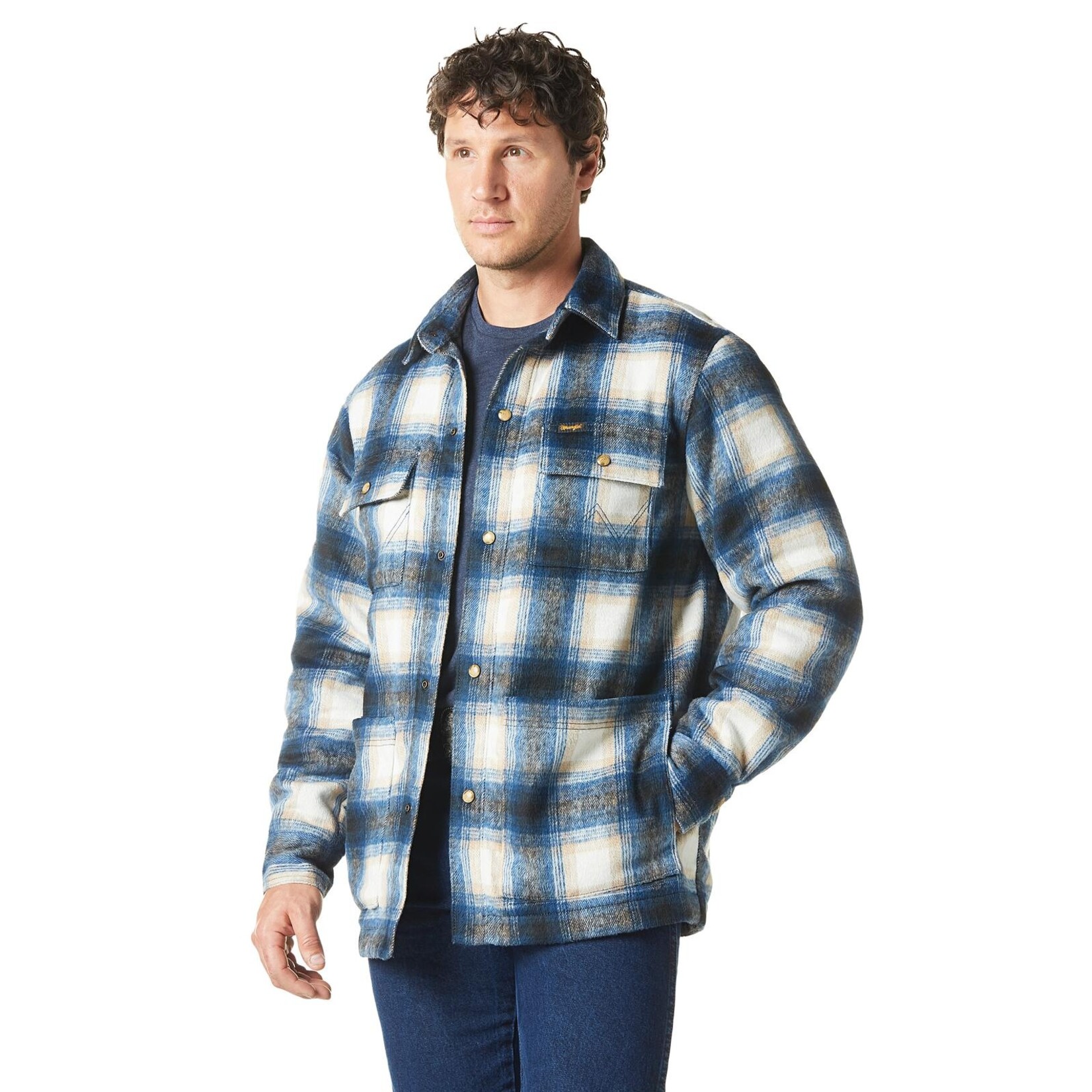Wrangler Wrangler Mens Flannel Shirt Jacket Quilted Lined