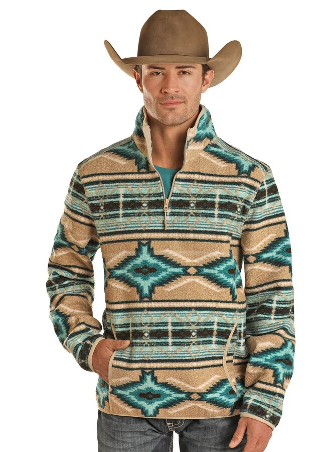 Men's Turquoise Aztec Pullover