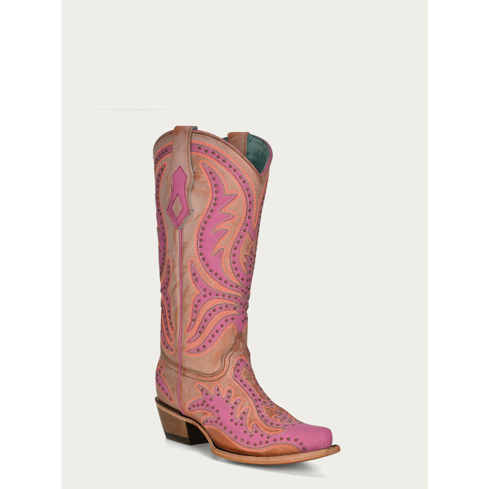 Corral Boots Corral Ladies Pink Fluorescent Embroidery & Studs Boot
