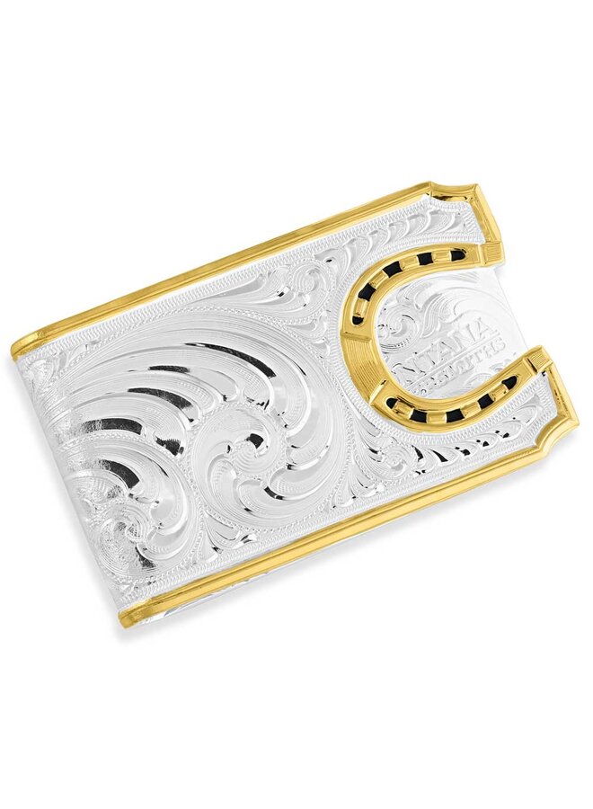 Two-Tone Carved Horseshoe Money Clip