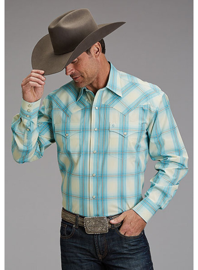 Stetson Aqua Ombre Long Sleeve Snap Shirt