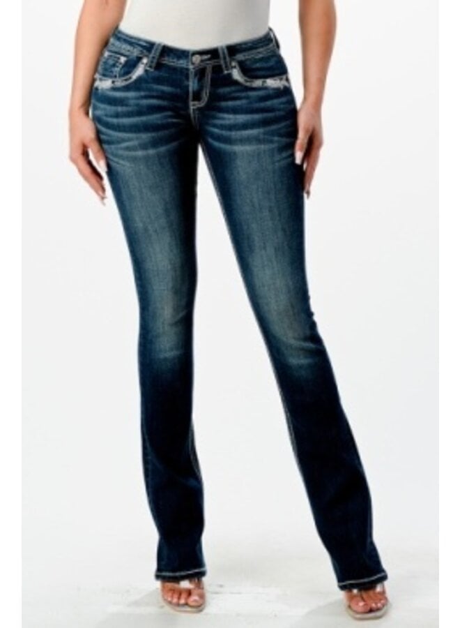 Easy Bootcut Embellished Corner Pocket Jean