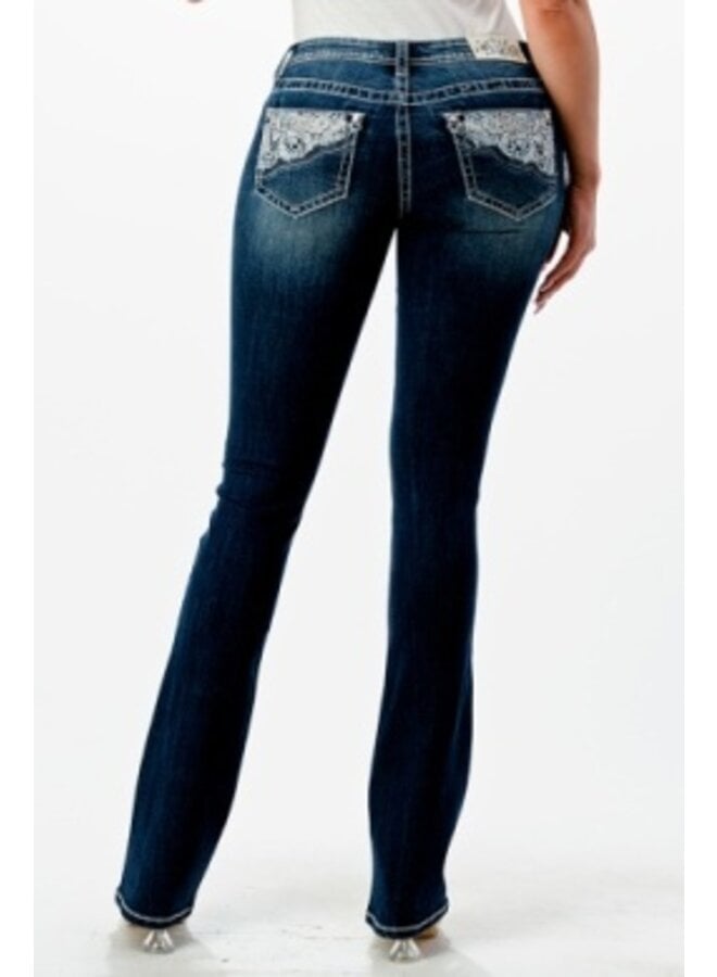 Ladies' Easy Bootcut Embellished Corner Pocket Jean