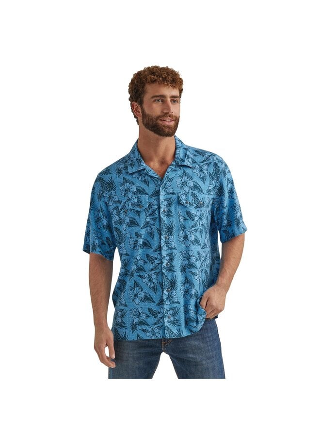 Coconut Cowboy Snap Front Camp Snap Shirt in Blue Tropics